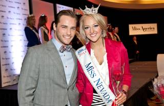 The 2012 Miss America Pageant contestants arrive at Planet Hollywood on Jan. 5, 2012. Josh Strickland and Miss Nevada Alana Lee are pictured here.